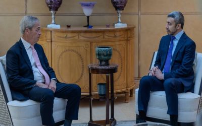 UAE foreign minister treats Nigel Farage like prime-minister-in-waiting on UK trip